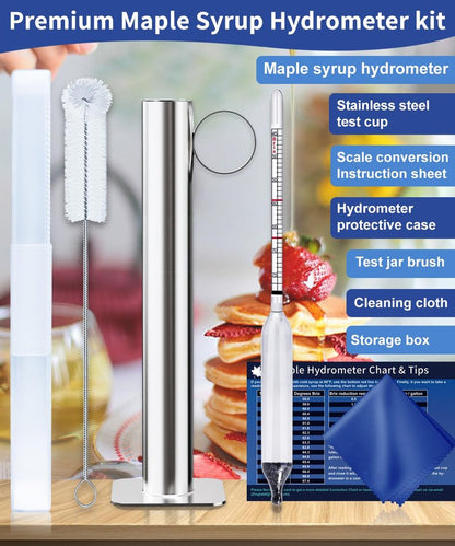 CIMALAB Maple Syrup Hydrometer Test Cup Kit, Hydrometer for Maple Syrup Making, Maple Syrup Hydrometer Kit with Baume and Brix Scale, Maple Syrup Supplies for Measuring Sugar Content in Syrup Sap