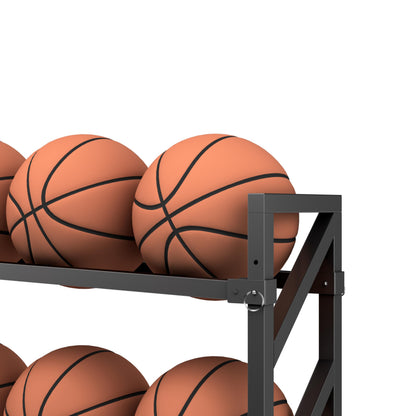 Murray Sporting Goods Premium Basketball Rack | Basketball Storage 3-Tier 15-Ball Heavy Duty Ball Cart with Wheels | Drop Pin for Shooters Preference