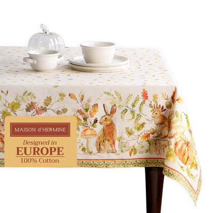 Maison d' Hermine Table Cloth Rectangle Table 100% Cotton 70 x 90 Inches Fall Tablecloth Reusable Everyday Use for Thanksgiving Christmas Decorations Dining Farmhouse Party (Pumpkin Passion)