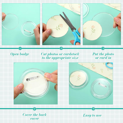 Yilloog 12 Pcs 3 Inch Clear Button Pins for Crafts DIY Photo Acrylic Blank Pins Bulk for Picture Make Your Own Buttons Badge Maker DIY Crafts Supplies