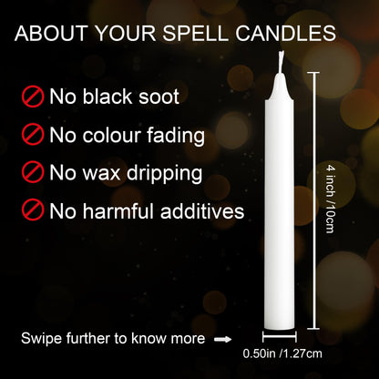 Viyffo 20 Pack White Taper Chime Candles, 4 Inch Mini Unscented Dripless Spell Candles, 1.5 Hour Burn Time for Rituals, Meditation, Prayer, Intention Setting, Altar & Home Décor