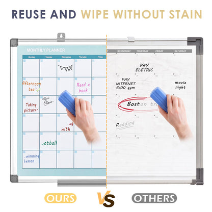 MAKELLO Dry Erase Calendar for Wall, Large White Board Calendar with Next Month for Office, Family, Kitchen and Bedroom, 36x24 inches