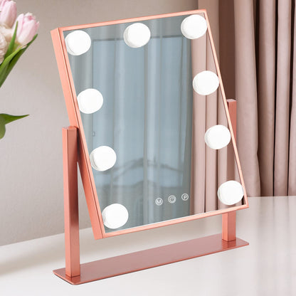 Lighted Makeup Mirror Hollywood Mirror Vanity Mirror with Lights, Touch Control Design 3 Colors Dimable LED Bulbs, Detachable 10X Magnification, 360°Rotation, (White) 12" L x 14" W