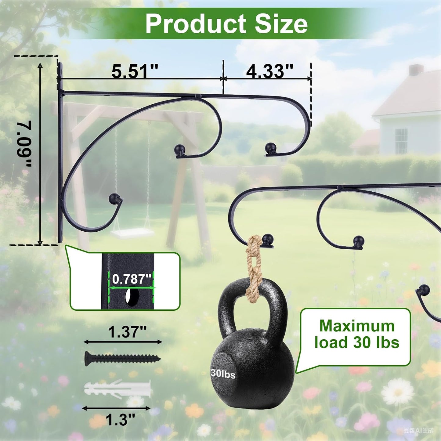 Regine Switzerland 10-Inch Iron Plant Hangers - Decorative Hooks for Indoor/Outdoor Use | 2-Pack