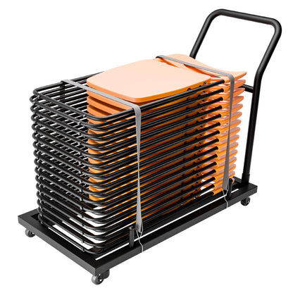 NULTRUMA Heavy-Duty Folding Chair Rack Storage Cart - Holds 25-28 Chairs, 300 LB Capacity with Locking Wheels & Space-Saving Vertical Design, Matte Black