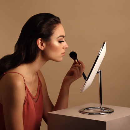 Fancii Vera LED Lighted Vanity Makeup Mirror, Rechargeable - Cordless Illuminated Cosmetic Mirror with 3 Dimmable Light Settings, Dual Magnification (Chrome)