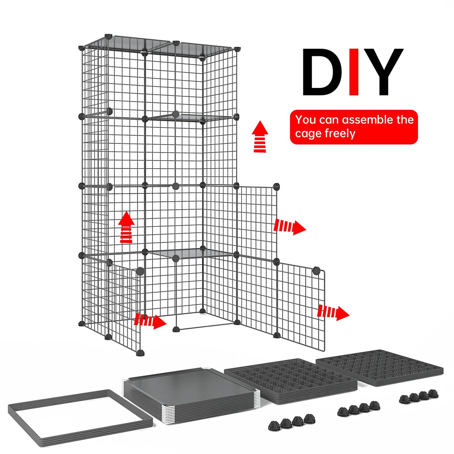 Oneluck 41 Inch Catio Outdoor Cat Enclosure with Super Large Enter Door, Balcony Cat Playpen with Platforms,DIY Outside Cat Patio Large Exercise Place Ideal for 1-3 Cats