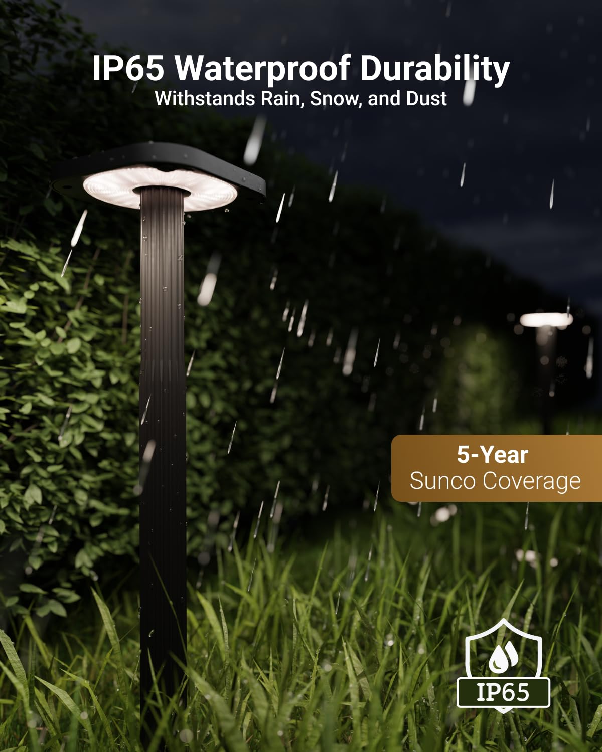 Sunco 12 Pack Garden Pathway Light, LED Outdoor Lights for Patio Landscape Path Lighting, 200W, 4W, Selectable CCT 3000K/4000K/5000K, Wet Rated, Non-Dimmable ETL