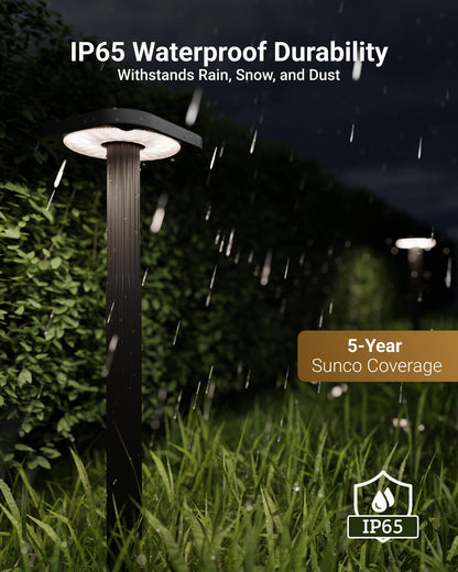 Sunco 12 Pack Garden Pathway Light, LED Outdoor Lights for Patio Landscape Path Lighting, 200W, 4W, Selectable CCT 3000K/4000K/5000K, Wet Rated, Non-Dimmable ETL