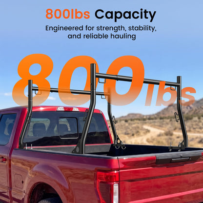 JY PERFORMANCE Truck Ladder Racks 800Ibs Capacity Extendable Pick-up Truck Bed Ladder Rack, Universal Heavy Duty (NO Drilling)