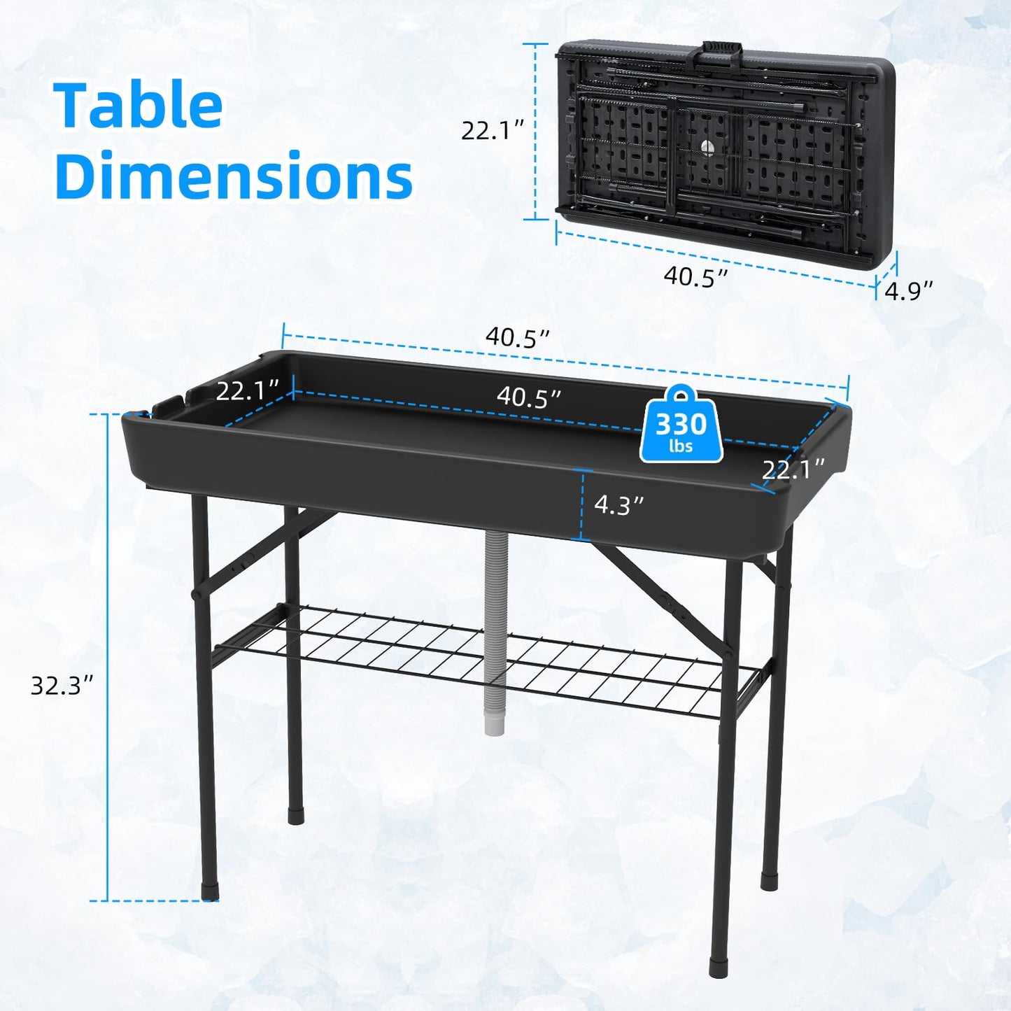 SHAREWIN Party Outdoor Cooler Table, Black Skirt &Drain Hose Plastic Chill Table to Keep Drinks Cool, Portable Foldable Self-Serving Beverage Ice Cooler Bar for Wedding, Picnics, Barbecues, Fishing