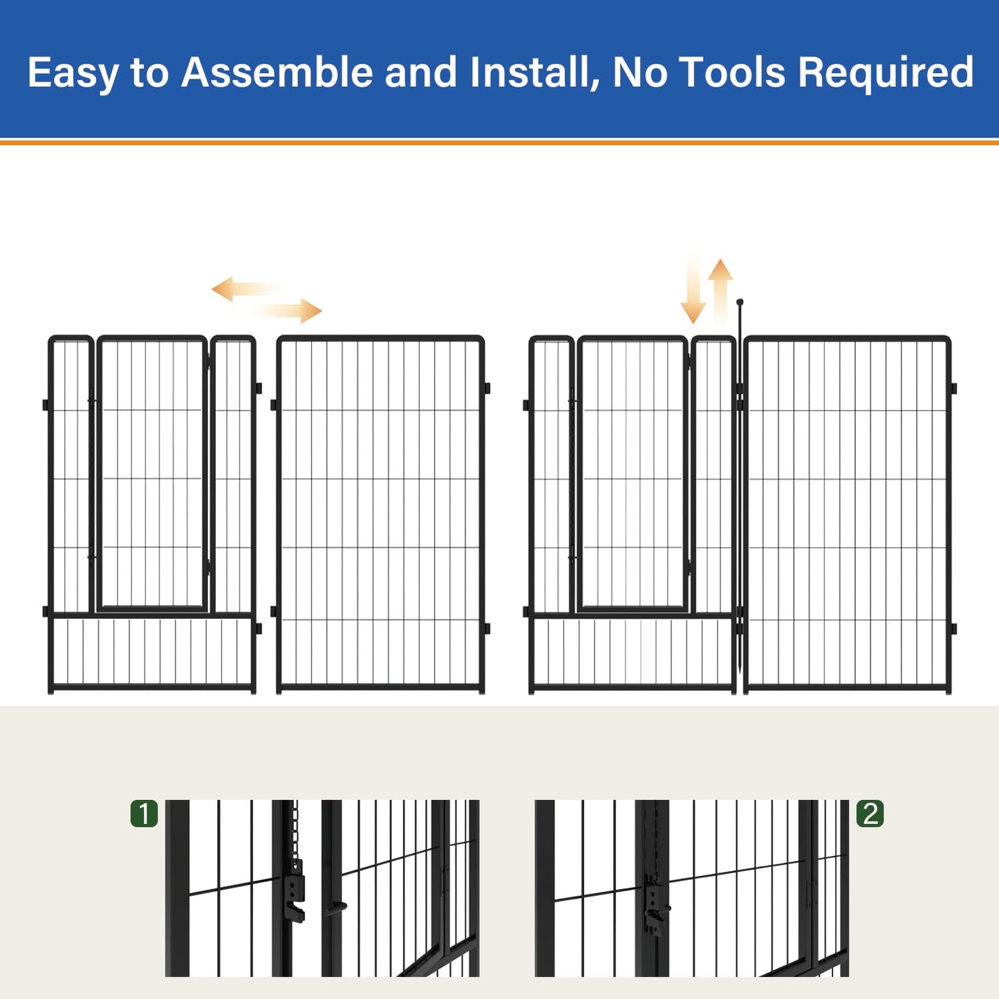 PETREEK Dog Playpen 24 inch 12 Panels for Indoor & Outdoor Use – Heavy-Duty Metal Pet Fence with Ground Stakes, Rounded Ball Tops for Safety, Stable & Foldable Design, Easy to Assemble