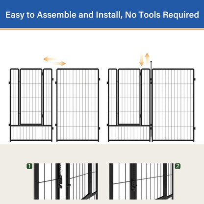 PETREEK Dog Playpen 24 inch 12 Panels for Indoor & Outdoor Use – Heavy-Duty Metal Pet Fence with Ground Stakes, Rounded Ball Tops for Safety, Stable & Foldable Design, Easy to Assemble