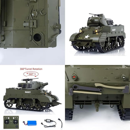 TOUCAN RC HOBBY US in Stock 1/16 RC Tank Simulation 360° Turret Rotary M8 HMC Scott Radio Control Battle Tank Smoke Sound Lights RTR Combat Vehicle