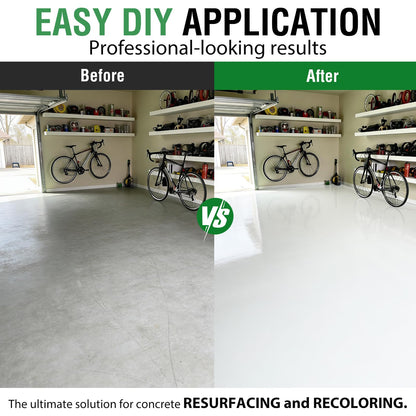 5 Gallon Professional Floor Paint Kit ( White, 800-1000 sq.ft) - Acrylic Concrete Coating for Garages & Indoor and outdoor floors and walls | Single Component Formula | Ready-to-Use | Low VOC|Anti Slip