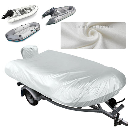 YimSting 1200D Inflatable Boat Cover with Motor Cover, 100% Waterproof Cover for Inflatable Dinghy 12-13 Feet,Anti UV Canvas with Hurricane Proof System for Storage, Mooring,Trailer,Sliver Gray