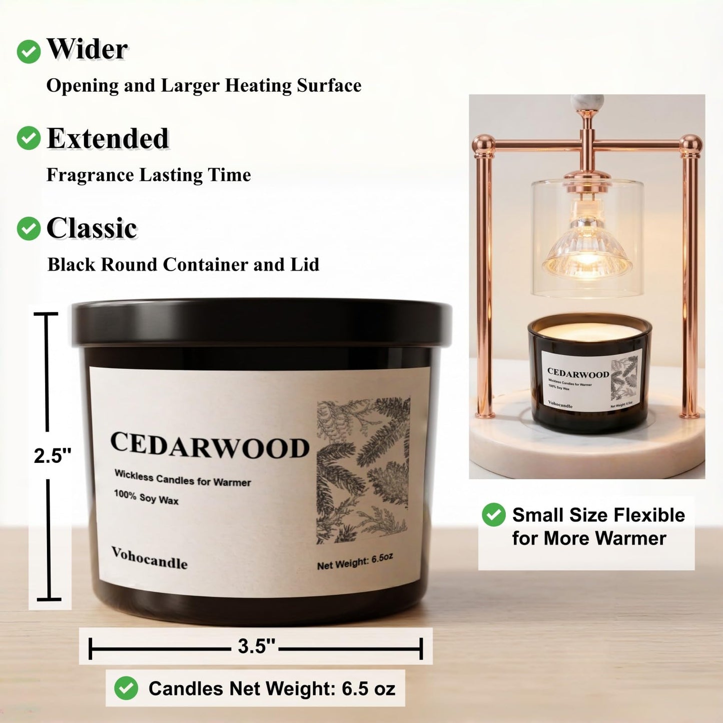 VOHO Wickless Candles for Candle Warmer Lamp, Set of 4 Scented Candles for Men Fathers Day Birthday Christmas Valentines Gifts, 26oz Soy Candle Sets for Candle Warmer(Cedar/Sandalwood/Sea Salt/Grass)