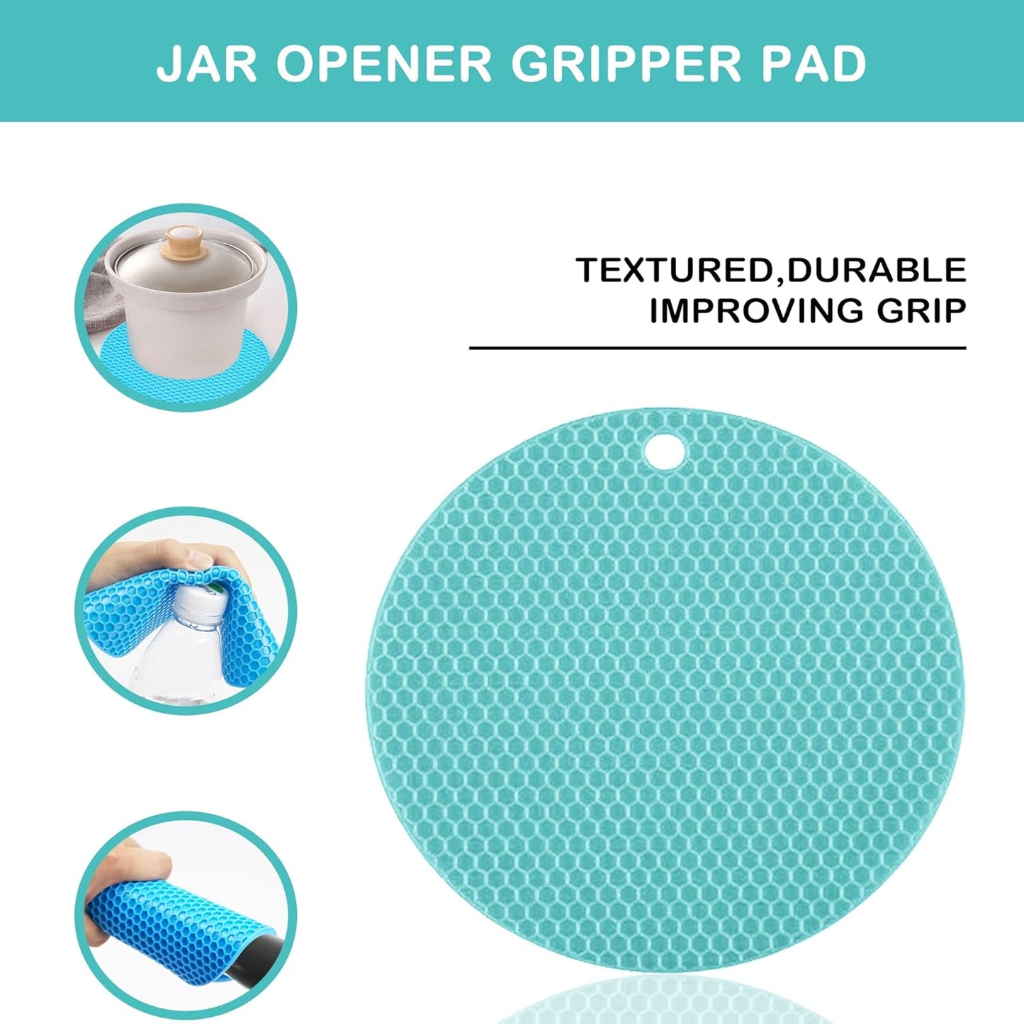 Skiennix Jar Opener - 5-in-1 Multi-Function Lid Opener for Seniors with Arthritis | Non-Slip Grip Pad (Blue)