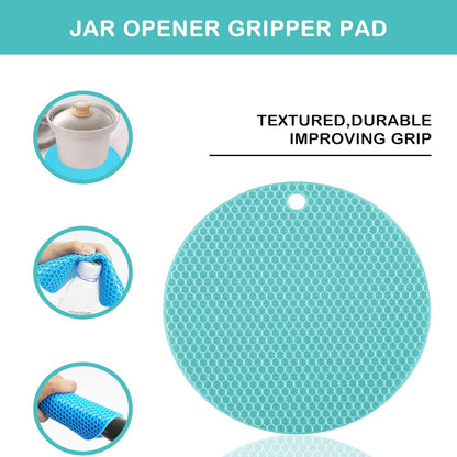 Skiennix Jar Opener - 5-in-1 Multi-Function Lid Opener for Seniors with Arthritis | Non-Slip Grip Pad (Blue)