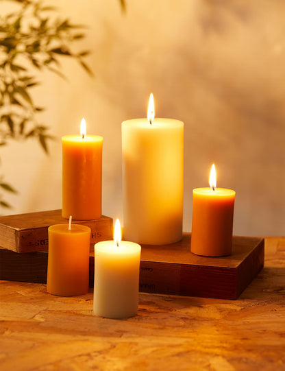 White Natural Beeswax Pillar Candles-56 Hours Burn Time 100% Pure Beeswax Candles | Organic Bees Wax for Home, Prayer, Christmas, Party | Unscented, Smokeless, Dripless 2 Pack (2×4 inch)