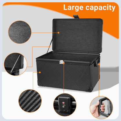 T-carbon Carbon Fiber Trunk Organizer – Lightweight Performance Storage Vehicles Trunk Storage Automotive Storage System Performance Cargo Box Utility Case 20 * 13 * 13.4IN,Black