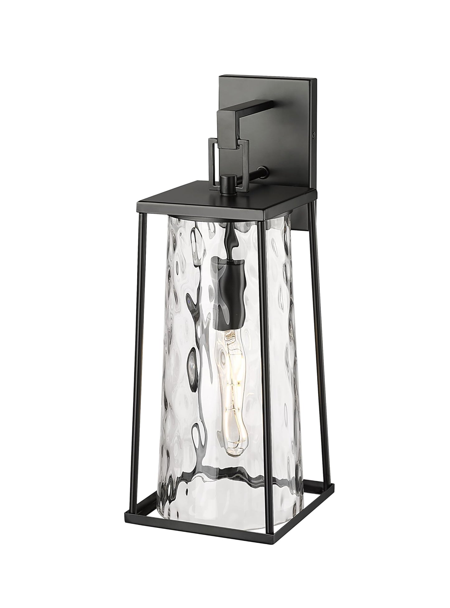 ML Lighting | Dutton Collection | 10611-PBK | 1 Light Outdoor Wall Sconce in Powder Coated Black with Textured Glass Shade | Perfect for Walkways, Porches, Backyards, Patios, and Driveways