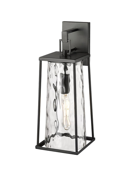 ML Lighting | Dutton Collection | 10611-PBK | 1 Light Outdoor Wall Sconce in Powder Coated Black with Textured Glass Shade | Perfect for Walkways, Porches, Backyards, Patios, and Driveways