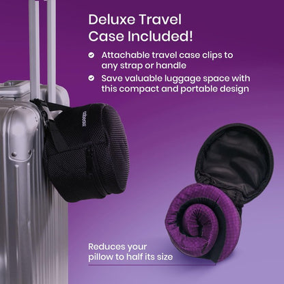 Cabeau Long Haul Flight Cooling Travel Neck Pillow – Evolution Cool – Supportive Memory Foam with Airflow Vents – Compact with Carrying Case (Red)