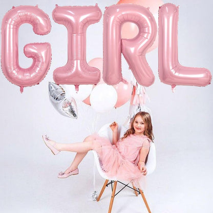 40 Inch Pastel Pink GIRL Balloons, Large Pearl Pink Girls Balloon Letters, Light Pink GIRL Mylar Banner Sign Alphabet Balloon for Girls Birthday Baby Shower Gender Reveal Party Decoration Supplies