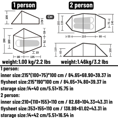 Naturehike Ultralight Solo Tunnel Tent - 1/2 Person Waterproof Tent with Lightweight Aluminum Pole, for Camping, Backpacking, Hiking, Hunting, Biking, Mountaineering, Easy Setup (1 Person)
