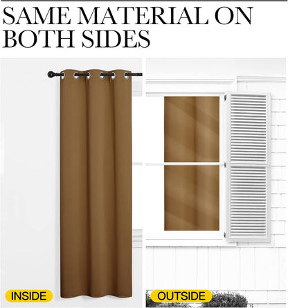 NICETOWN Blackout Curtains - Noise Reducing & Draft Blocking | 96-Inch Length, Gold Brown (2 Panels)