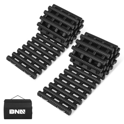 DNA Motoring 48" Portable Recovery Traction Tracks Mat, Load 7 Ton Car Non-Slip Mat, Off-Road Emergency Aid Devices for Snow, Ice, Mud, Sand, 2PC, w/Bag, Black
