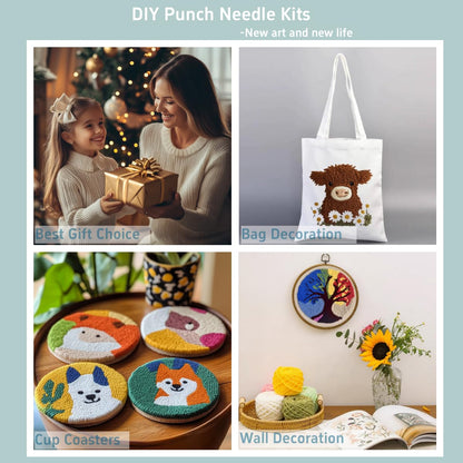 DIY Punch Needle Kits Wild Duck Mallard Portrait Easy for Beginners Embroidery Starter Set with Hoop Stress Relief Craft Hobby and Home Decor 20x20cm