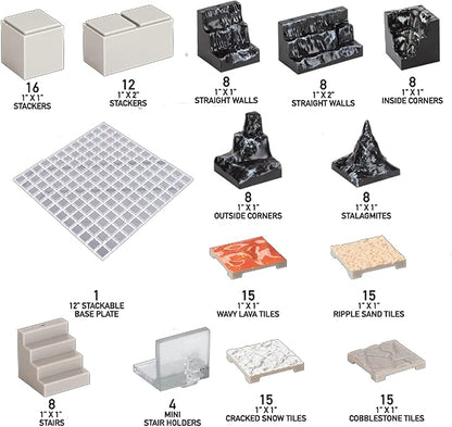 Monster Adventure Terrain 3D Interchangeable Builder System- 141pc Painted Cavern Expansion Set w Base- Build Modular Worlds in a Snap &amp Elevate Your Campaign- Compatible with DND Dungeons &amp D