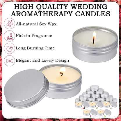 MTLEE 50 Pcs Wedding Scented Candles Gift Travel Tin Candle Aromatherapy Candle for Christmas Winter Baby Shower Favors Wedding Gifts