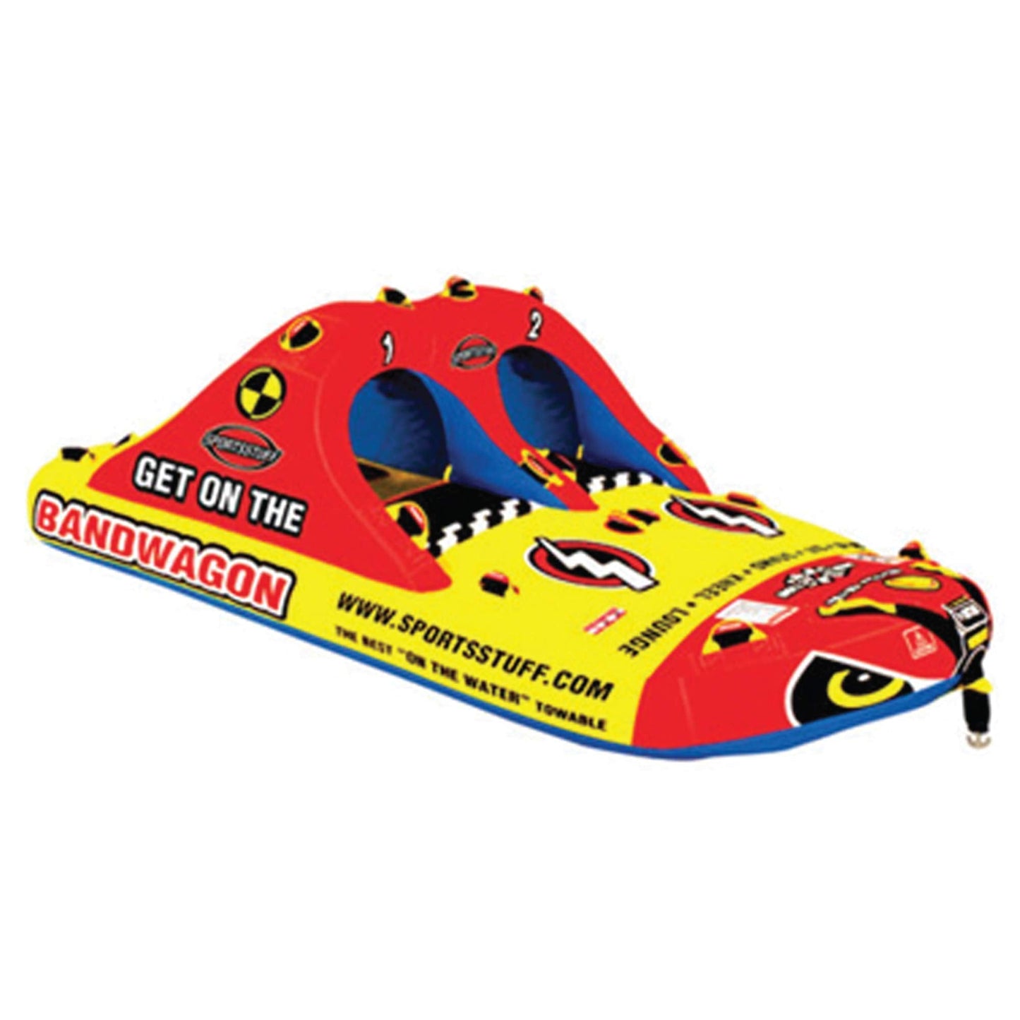 SportsStuff Bandwagon 2+2 Towable 1-4 Rider Tube for Boating and Water Sports, Kwik-Connect Tow, Heavy-Duty Full Nylon Cover and EVA Padding