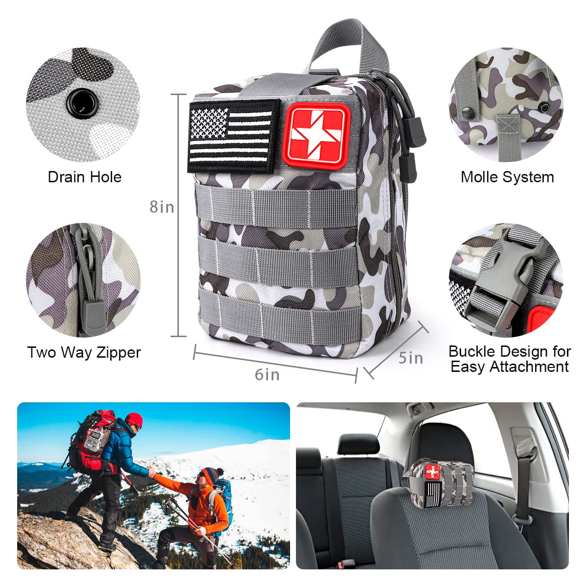 Survival Kit, 251 Pcs Survival Gear First Aid Kit with Molle System Compatible Bag and Emergency Tent, Emergency Kit for Earthquake, Outdoor Adventure, Hiking, Hunting, Gifts for Men Women