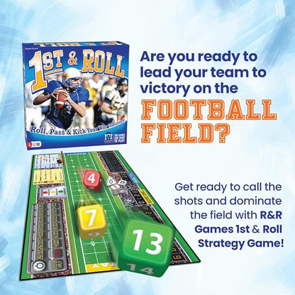R&ampR Games 1st &amp Roll Football Board Game for Adults and Kids Ideal for Family Night