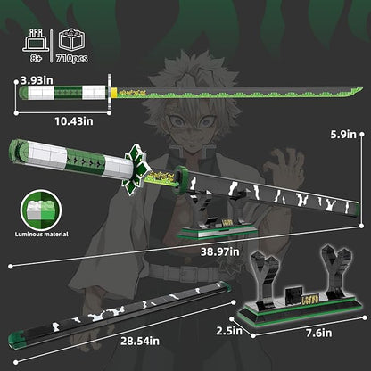 TOY PLAYER Demon Shinazugawa Sanemi Sword Building Set 710Pcs Toy Building Set Toy Compatible with Lego Anime Katana Building Set Gift for Anime Fans