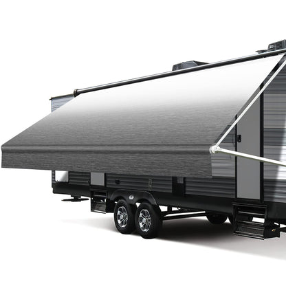 Xenjum RV Awning Fabric Replacement, 18.5oz Heavy-Duty Weatherproof Vinyl Camper Awning Replacement Universal Outdoor Canopy for RV, Motorhome, Trailer Awnings (Black Fade, 19'(Fabric 18'2"))