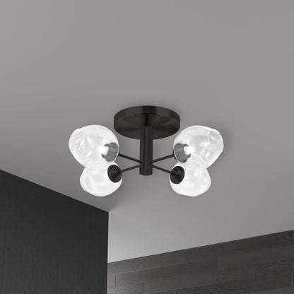 Dainolite 4 Light Semi-Flush Mount, Matte Black, Model ABI-204SF-MB-CLR