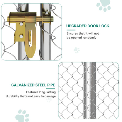 YITAHOME Outdoor Dog Enclosure with Metal Dog Gate, 7.5'x7.5' Dog Kennel Outside with Roof, Dog Fence Outdoor for Yard