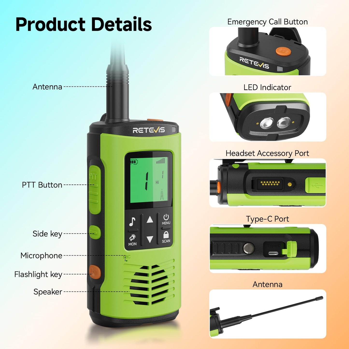 Retevis EZTalk 4S IP68 Waterproof Walkie Talkies, GMRS Long Range Emergency Two Way Radio, Floating, 2000mAH Rechargeable, NOAA Weather Alerts, Sturdy and Durable, for Salt Water