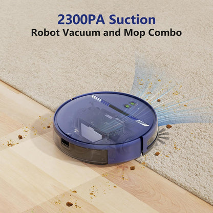 Robot Vacuum and Mop Combo, Robotic Vacuum Cleaner 2 in 1 with WiFi/App/Voice, Schedule, Water Tank and Dustbin, Self-Charging, Slim, Ideal for Hard Floor, Pet Hair, Carpet