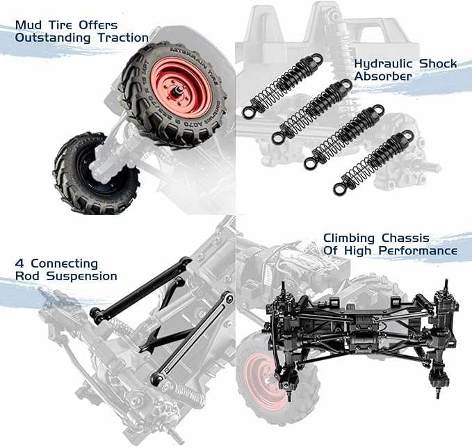 EAZYRC FMS FCX24 Power Wagon 1/24 RC Crawler Brushed 4x4 RTR Rock Crawler with Portal axle 2-Speed Transmission PC Hard Body – RC Car for Adults and Gift