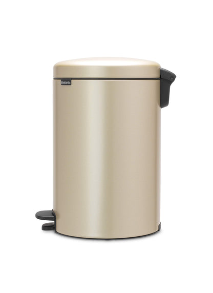 Brabantia Step-On Trash Can | Metallic Gold | 5.3 Gallon / 20L | Bathroom, Bedroom, Office Trash Can with Light Pedal Opening, Handle & Removable Inner Bucket | 11.4 x 15 x 18.4 | + Trash Bags