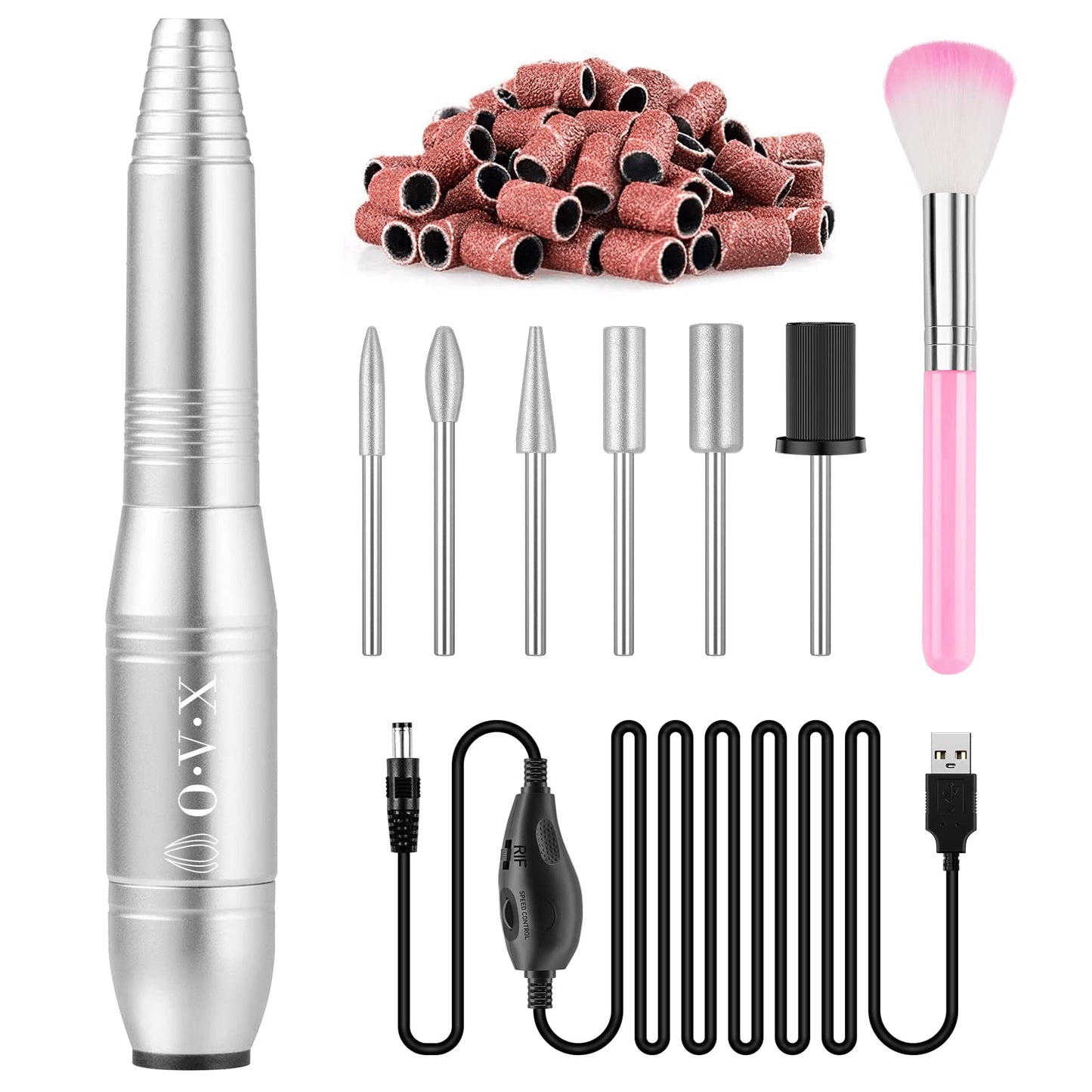 Portable Electric Nail Drill Machine, Professional 20000 RPM USB Manicure Pedicure Drills for Acrylic Nails Gel Polishing Shape Tools
