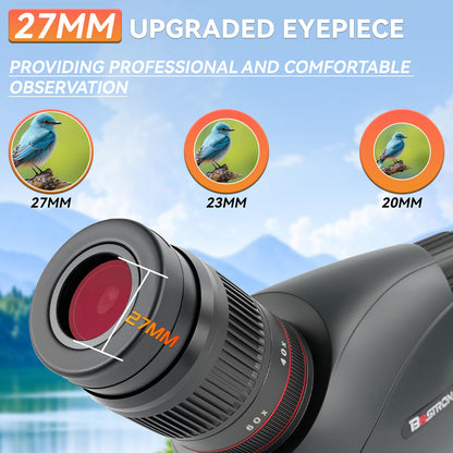 BOSTRON 20-60x82 Spotting Scopes with Full Size Tripod & Phone Adapter, Upgraded Eyepiece Low Light Vision FMC BAK4 IPX7 Waterproof Straight Spotter Scope for Bird Watching Hiking Outdoor Observation