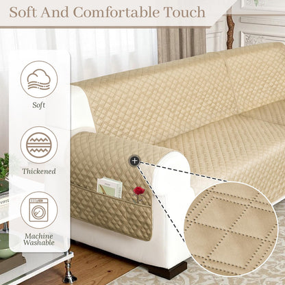 HYZOTEX Waterproof Sectional Couch Cover for Dogs, Extra Large L Shape Corner Sofa Cover, Non-Slip Washable U Shaped Sofa Slipcovers Furniture Protector (XX-Large, Fossil)