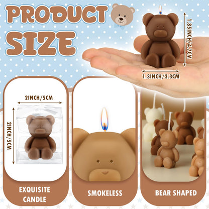 Hoolerry 30 Pcs Baby Shower Favors Mini Bear Candles Party Favors with Boxes Handmade Bear Shaped Candles Bulk for Baby Shower Boys Girls Wedding Gender Reveal Party Guest (White,Brown)